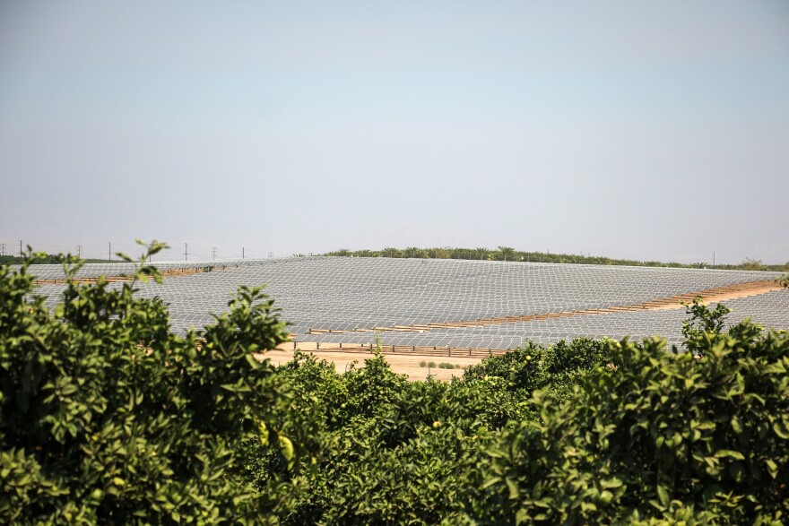 Solar farms, like this one in Tulare County, Calif., have replaced some vegetable fields and orchards in the state's Central Valley.