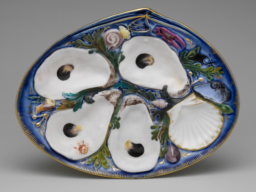 Oyster plate, made by Union Porcelain Works, is on display at The Met Fifth Avenue in Gallery 706.