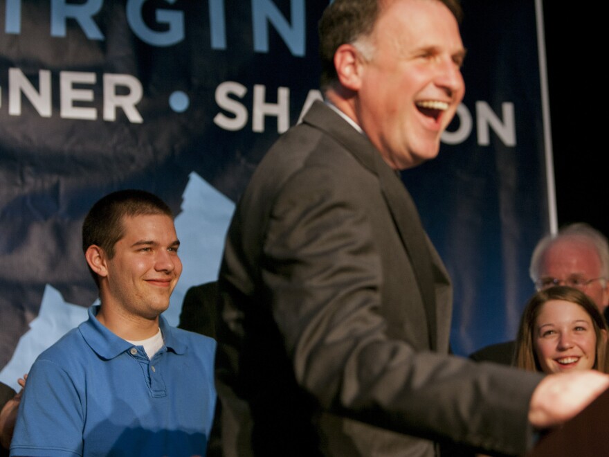 Gus Deeds (left) at an election-night event on Nov. 3, 2009, for his father, Creigh Deeds. The senior Deeds ran unsuccessfully for Virginia governor.