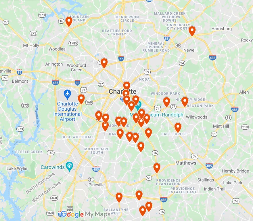 Charlotte’s 31 most congested intersections, according to the Charlotte Department of Transportation.