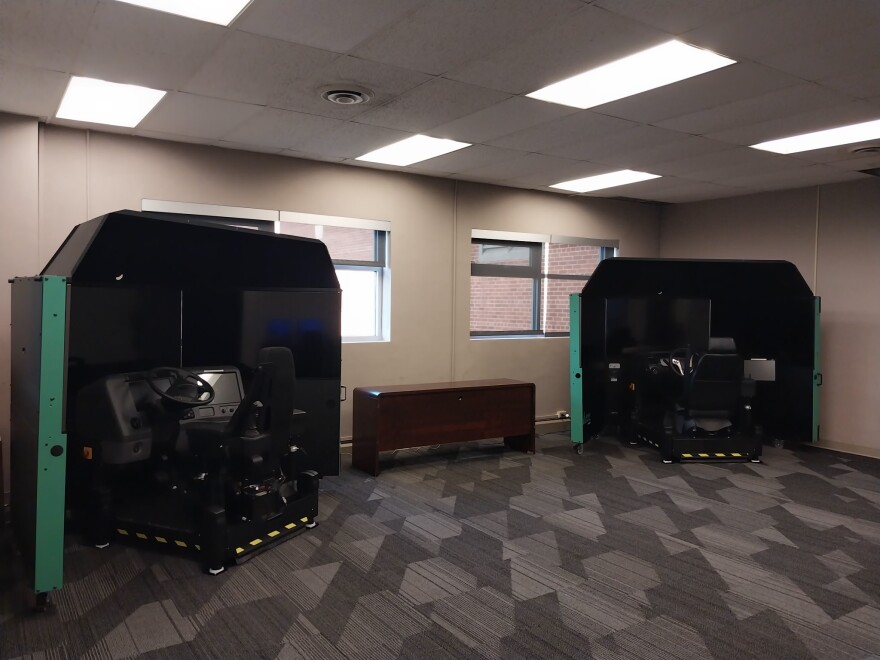 Two of the snow plowing simulators that Kansas City Public Works is using in their training this year.