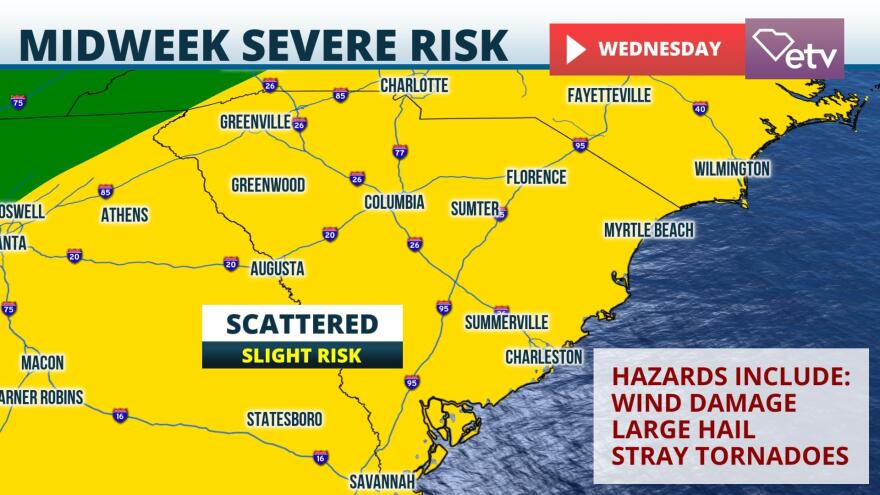 Severe storms are possible Wednesday.