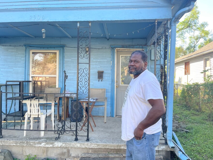 James Mays stands in front of his home in Wyandotte County. He's fighting to keep his property out of the coming tax sale.