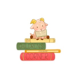 A goat nibbling a book on top of a stack of books