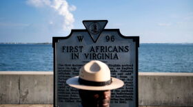 Superintendent of Fort Monroe National Monument, Terry E. Brown, poses near a historical marker at the fort, August 19, 2019, in Hampton, Virginia. (Brendan Smialowski/AFP/Getty Images)