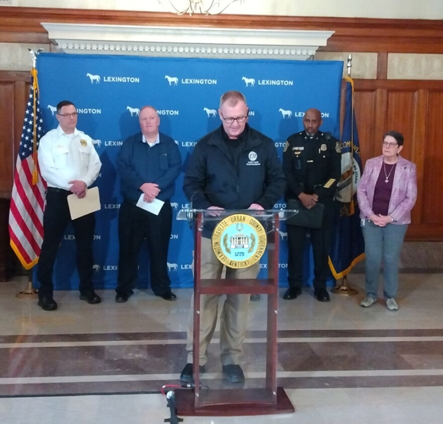 Lexington Emergency Management Director Rob Larkin and others previewed the city's severe winter weather preps during a news conference at City Hall Thursday.