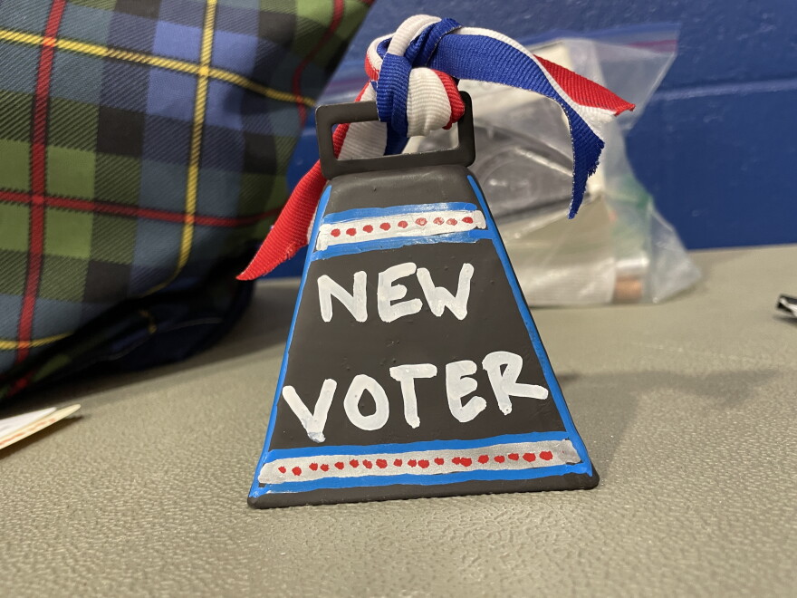The Concord Ward 10 cowbell is rung every time a first time voter registers to vote.