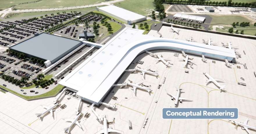 A rendering of Blue Grass Airport's future terminal.