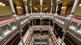 Legislators and lobbyists in the Connecticut state Capitol on Jan. 4, 2023, the first day of the legislative session.