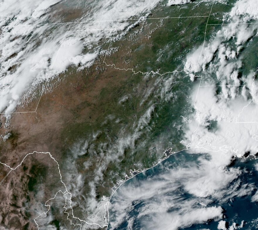 NOAA radar image of Texas on Wednesday afternoon showed clouds largely off the coast