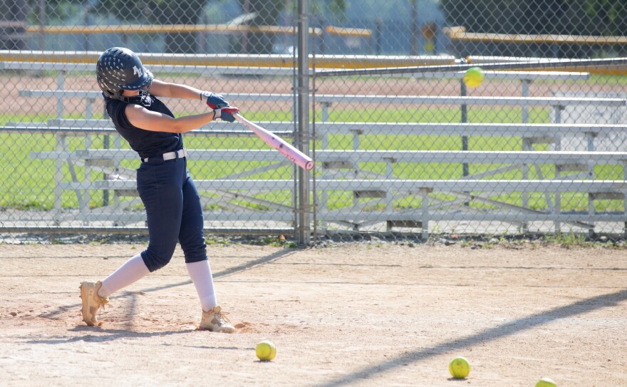 Eva Kane of Abington Heights bats during practice on Tuesday.