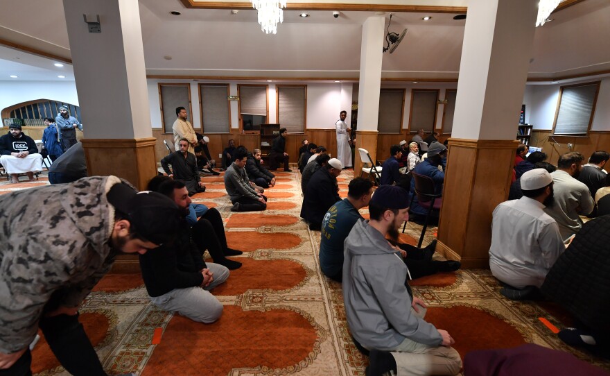 Inside the prayer room at Masjid Al-Noor in Wilkes-Barre.