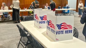 Voters cast their ballot in the 2026 Missouri primary elections at the National WWl Museum & Memorial on August 4, 2026.