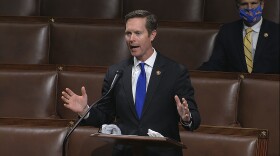 In this April 23, 2020, file image from video, Rep. Rodney Davis, R-Ill., speaks on the floor of the House of Representatives at the U.S. Capitol in Washington, D.C. 