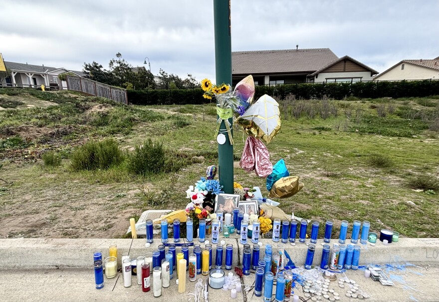 A memorial in Marina Heights, where a person identified by family as 28 year old Ronald Tinsley, was fatally shot by Marina police on Jan. 18 during a traffic stop.