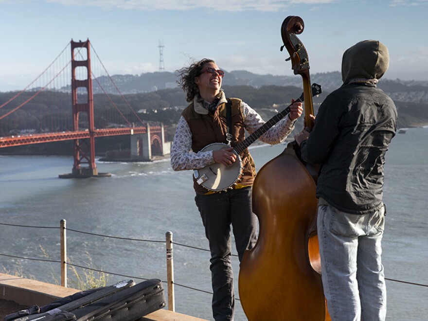 Sharon Martinson plays with bassist Roger Sideman. Martinson has toured across the country.