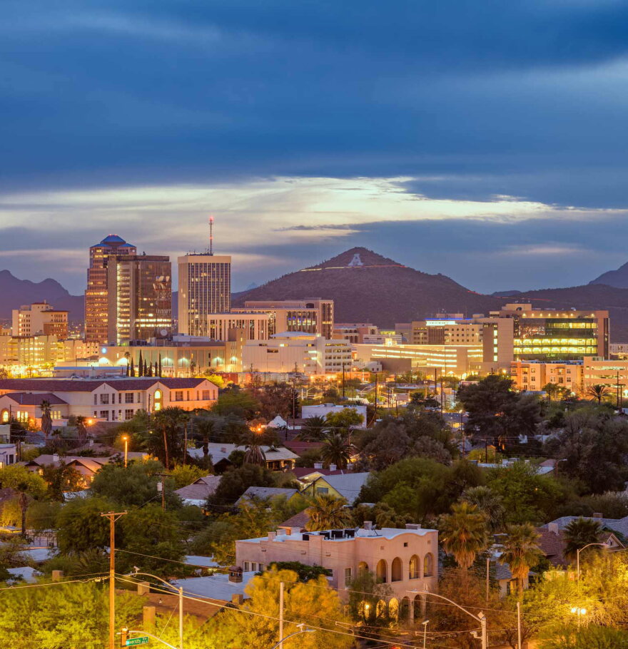 Downtown Tucson and Sentinel Peak.