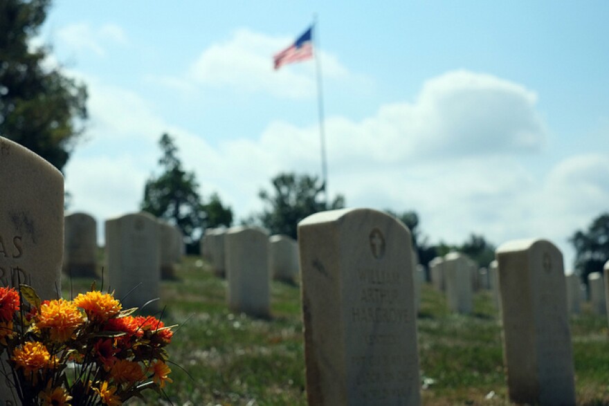 Flowers in a cemetery.