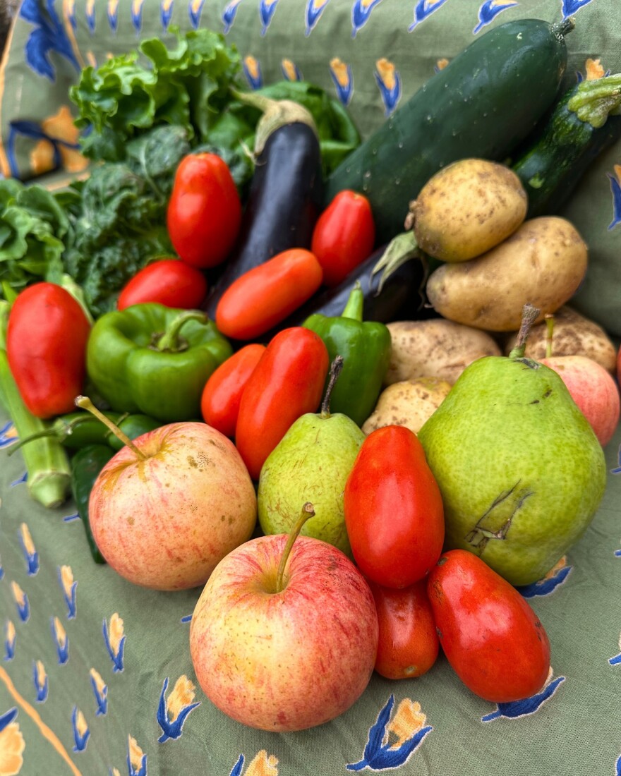 Some of the fresh fruits and vegetables raised by Tapestry Farms, which serves and employs local refugees.