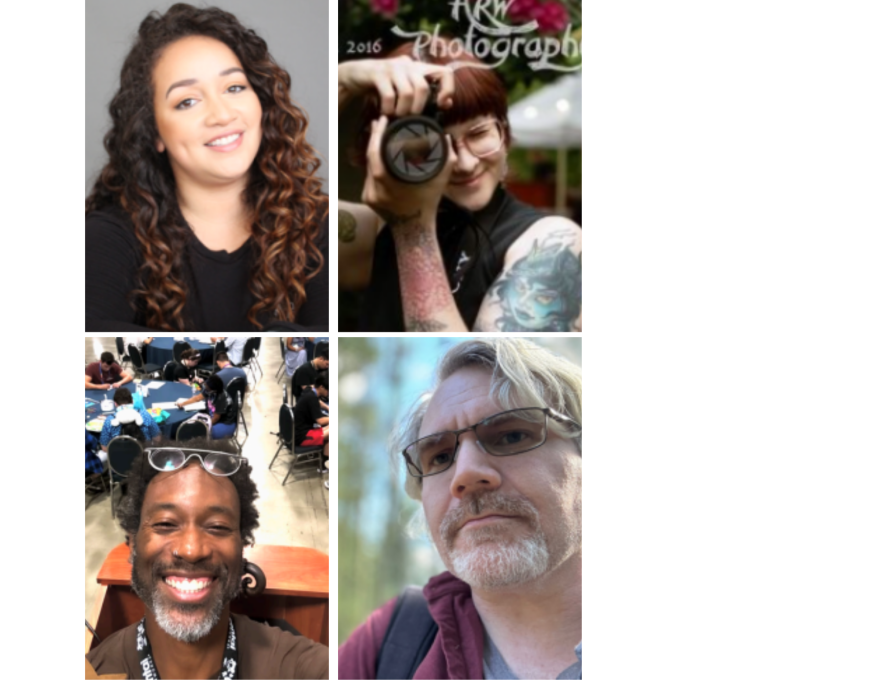 A collage of four people