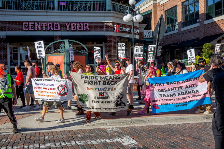 Discrimination Campaign LGBTQ+ protest against corporate Pride events holds first march | WUSF