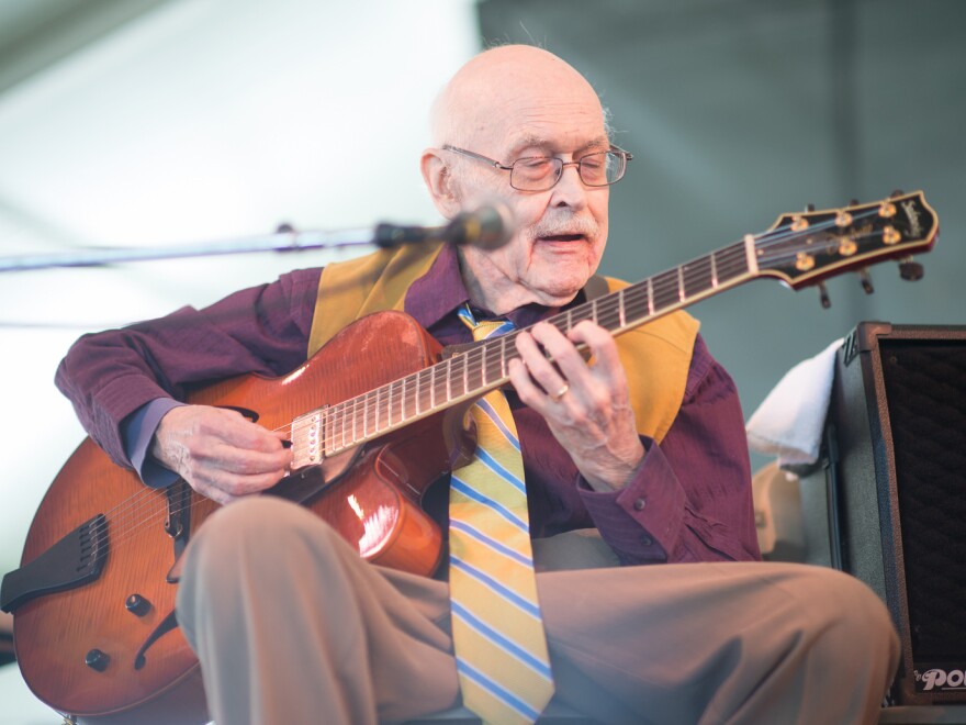 Jim Hall performs at the 2013 Newport Jazz Festival.