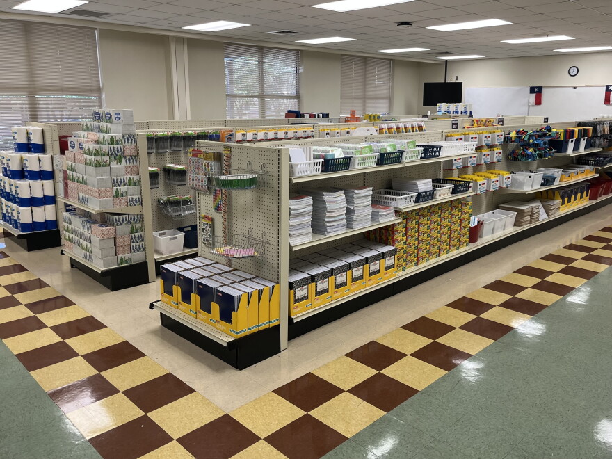 The teacher supply store, housed at the Young Men's Leadership Academy at 415 Gabriel in San Antonio, TX. The store opened on World Teacher Day-October 5-to offer teachers free school supplies.