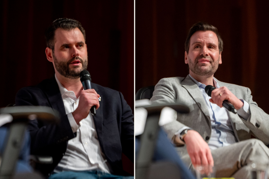 State Sen. Zach Wahls and state Rep. Josh Turek each appeared onstage separately at the event on April 8 hosted by End Citizens United Action Fund and Progress Iowa.