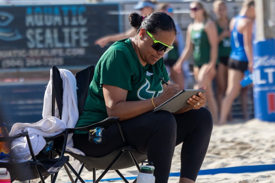 Pri Piantadosi-Lima coached USF to a 21-15 record in the program's first varsity season of beach volleyball. She was hired in 2023 to build the team from scratch.