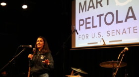 U.S. Senate candidate Mary Peltola addresses a crowd during a campaign rally at the Crystal Saloon in Juneau on Oct. 29, 2026.