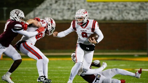 McKnight rushes the ball in a game last season against De Smet in the Class 6 State Championship game