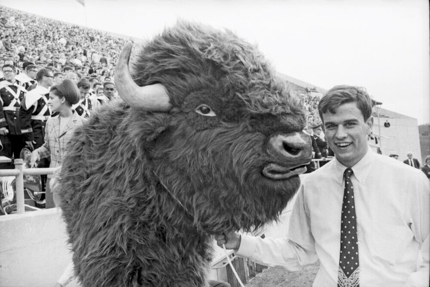 A photo of Hoosier the Bison taken in October of 1966.