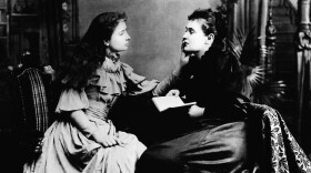Helen Keller (left) "hears" Anne Sullivan by feeling the vibrations on her lips. Anne Sullivan was born one hundred years ago on April 14, 1866. As the "Teacher" of the famous Helen Keller, who was both deaf and blind, Anne was to become a source of deep inspiration to the deaf-blind and their teachers. (AP Photo)