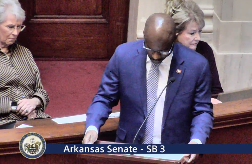 Sen. Fredrick Love (D-Mabelvale), the Senate Minority Whip, speaking out against the bill.
