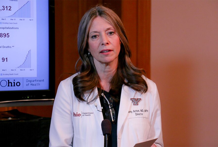 Ohio Department of Health Director Dr. Amy Acton speaks at a daily coronavirus press conference.