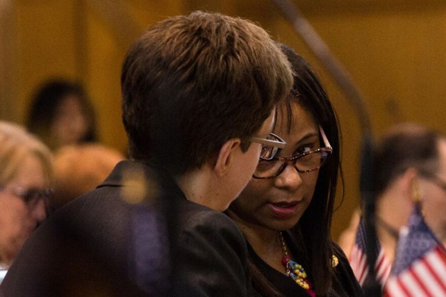 State Rep. Janelle Bynum, right, will not challenge House Speaker Tina Kotek, left, for leadership of the House of Representatives after the two lawmakers reached a deal over the weekend.