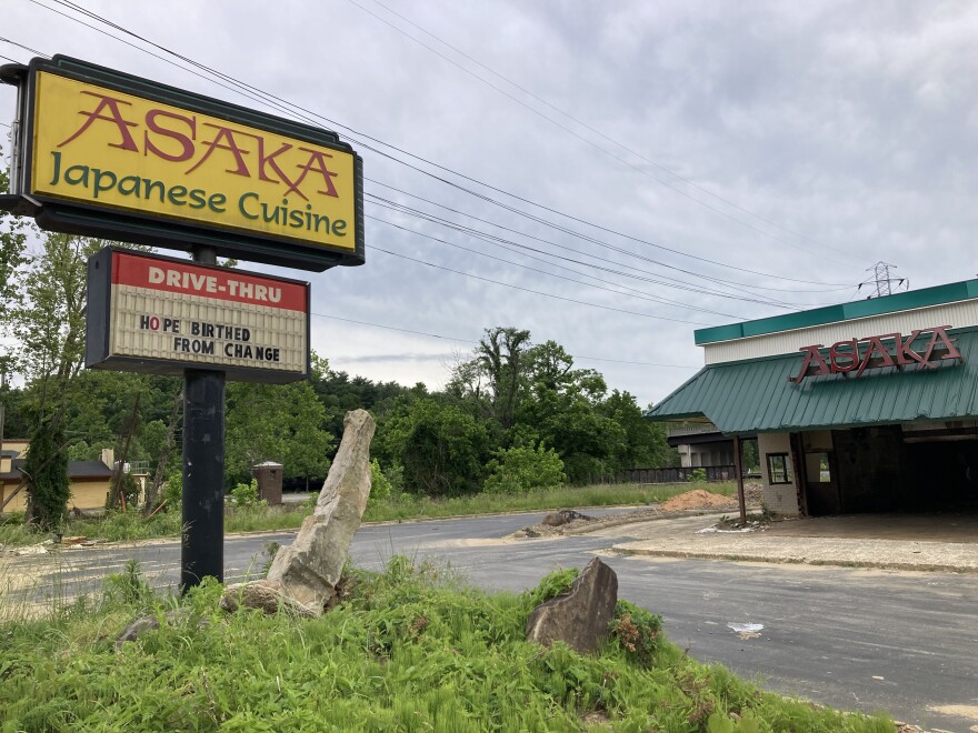 The site of the former Asaka restaurant in Biltmore Village as seen on Saturday, May 24, 2025.