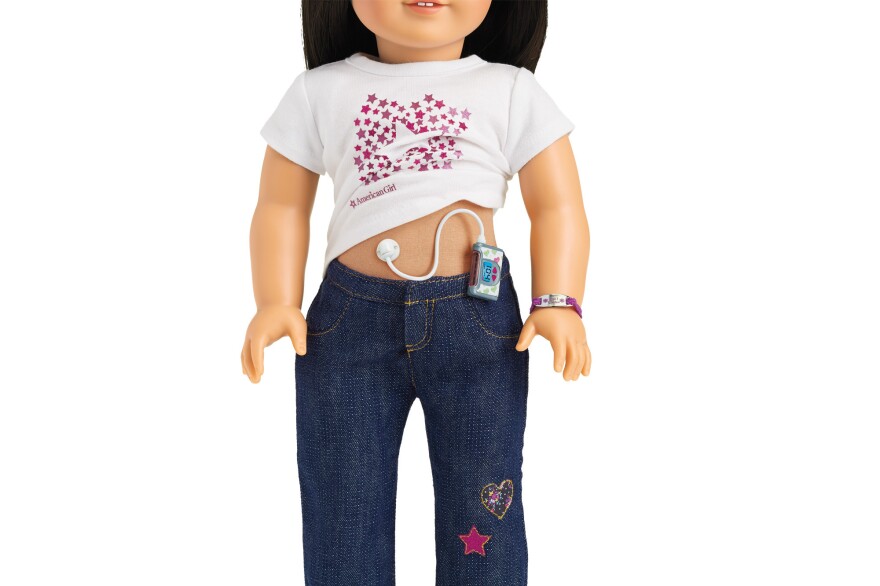 The "Diabetes Care Kit," designed to fit American Girl dolls, comes with insulin pumps, pens, glucose tablets and a blood sugar monitor.