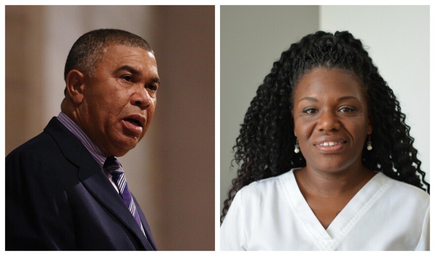Lacy Clay, left, and Cori Bush, right, face each other in an Aug. 7 Democratic primary for Missouri's 1st Congressional District.