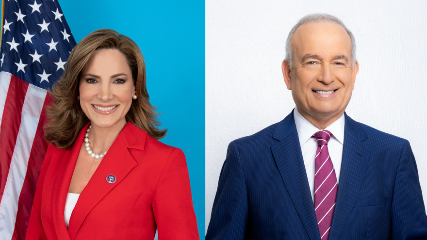 Republican Rep. Maria Elvira Salazar (left) and Democrat Eliott Rodriguez (right), are competing for Florida's 27th congressional district.