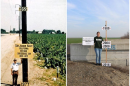 United States Geologic Survey staff holding up signs on the incidents of subsidence starting in 1925 through 2016.