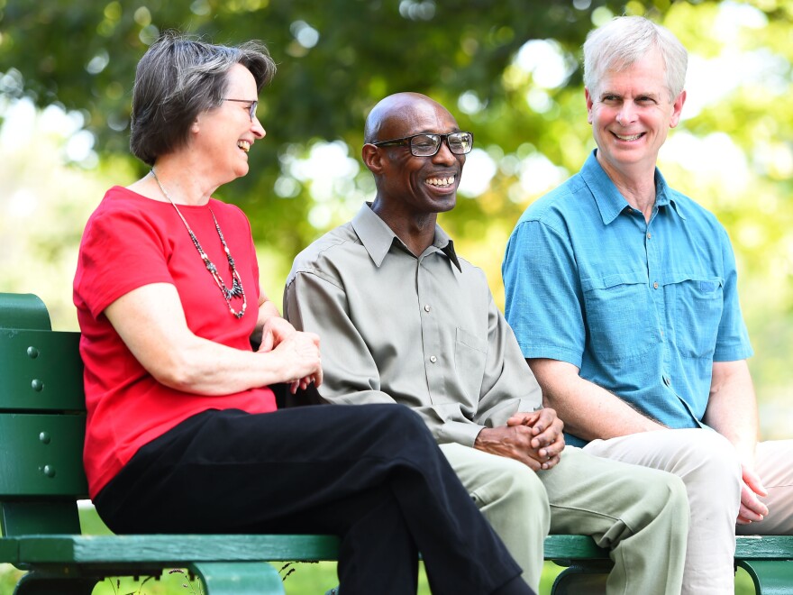 While in prison serving a life sentence which was later overturned, Fred Clay was introduced to Jacki (left) and Doran (right) Dibble. Over the next 17 years, the Dibbles and their children visited Clay every two or three months.