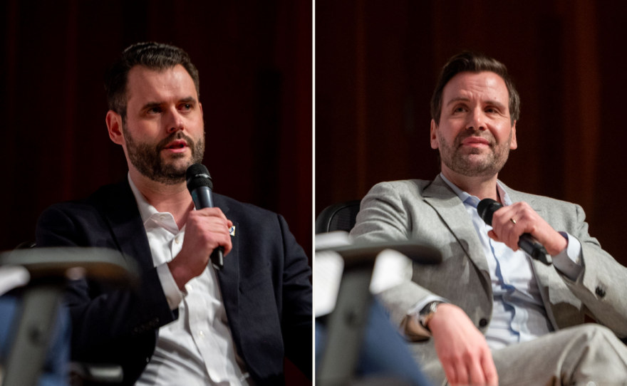 State Sen. Zach Wahls and state Rep. Josh Turek each appeared onstage separately at the event on April 8 hosted by End Citizens United Action Fund and Progress Iowa.