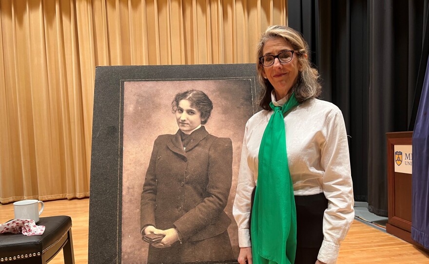 Rose Buckner portrays her grandmother Olivia on stage at Midway University