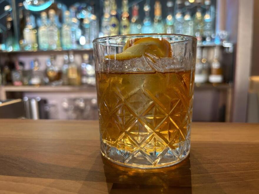 A Maestro old fashioned cocktail from Mezcalito Brompton bar in London. (Louise Dixon/AP)