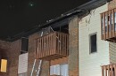 The outside of an apartment damaged by fire