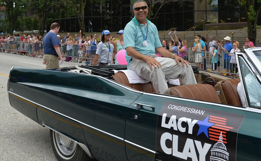 Former U.S. Rep. Lacy Clay rides in a car during the annual PrideFest parade in St. Louis, Missouri on June 28, 2015. Clay was defeated in the 1st District 2020 primary by current Rep. Cori Bush, also a Democrat.