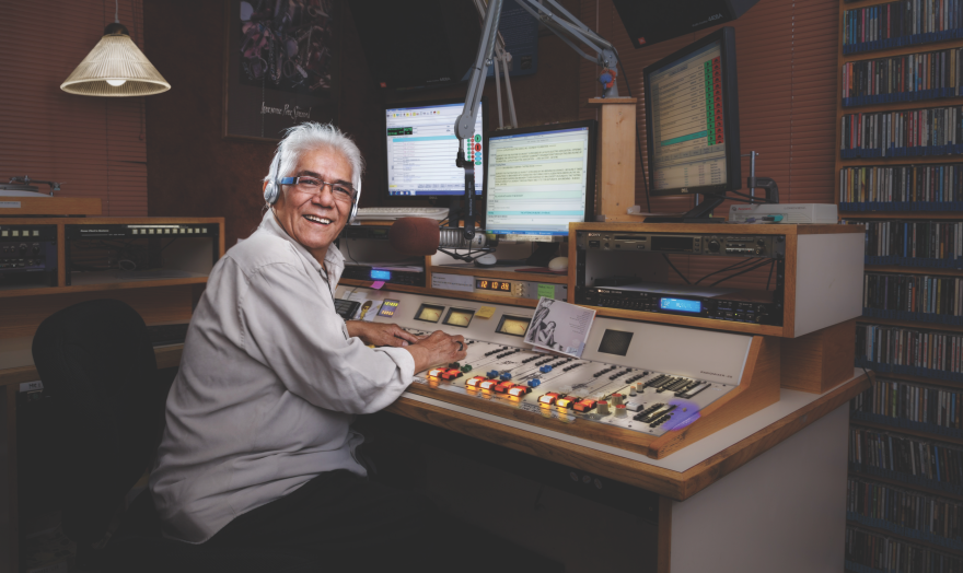 Eddie Box, Jr. in KSUT's old studios.