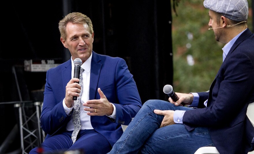 Arizona Sen. Jeff Flake at the Forbes Under 30 conference in Boston. (Robin Lubbock/WBUR)