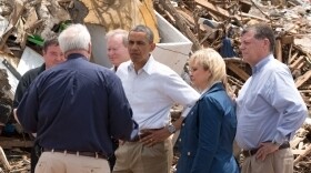 President Obama and FEMA head Craig Fugate meet with Moore mayor Glenn Lewis, Gov. Mary Fallin, and U.S. Rep. Tom Cole (R-Okla. 4) after the May 20, 2013 tornado.